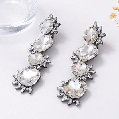 Dramatic Chic Geometric Alloy Zircon Stone Inlaid Square Dangle Earrings – Perfect for Parties and Special Events