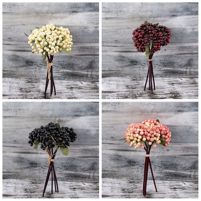 Elegant Artificial Berry-Stem Floral Arrangement for Home Décor – Vibrant Silk Flowers and Lifelike Fruits, Perfect for Any Space – Model GF13645