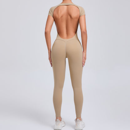 Hollow Back Bodysuit for Women Peach Lift Curve Fitness Outfit for Outdoor Leisure and Yoga