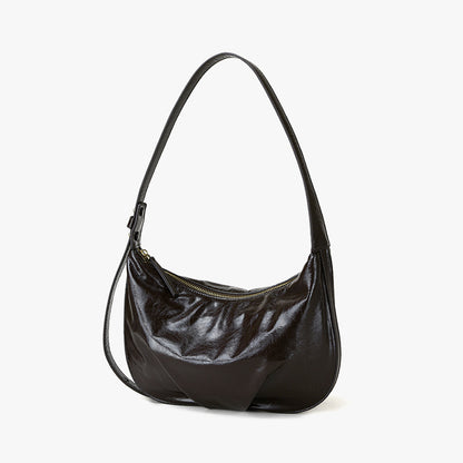 Crystal Oil Wax Cowhide Tote Bag for Women Chic Crossbody for Commuting Versatile Handbag with Luxe Design