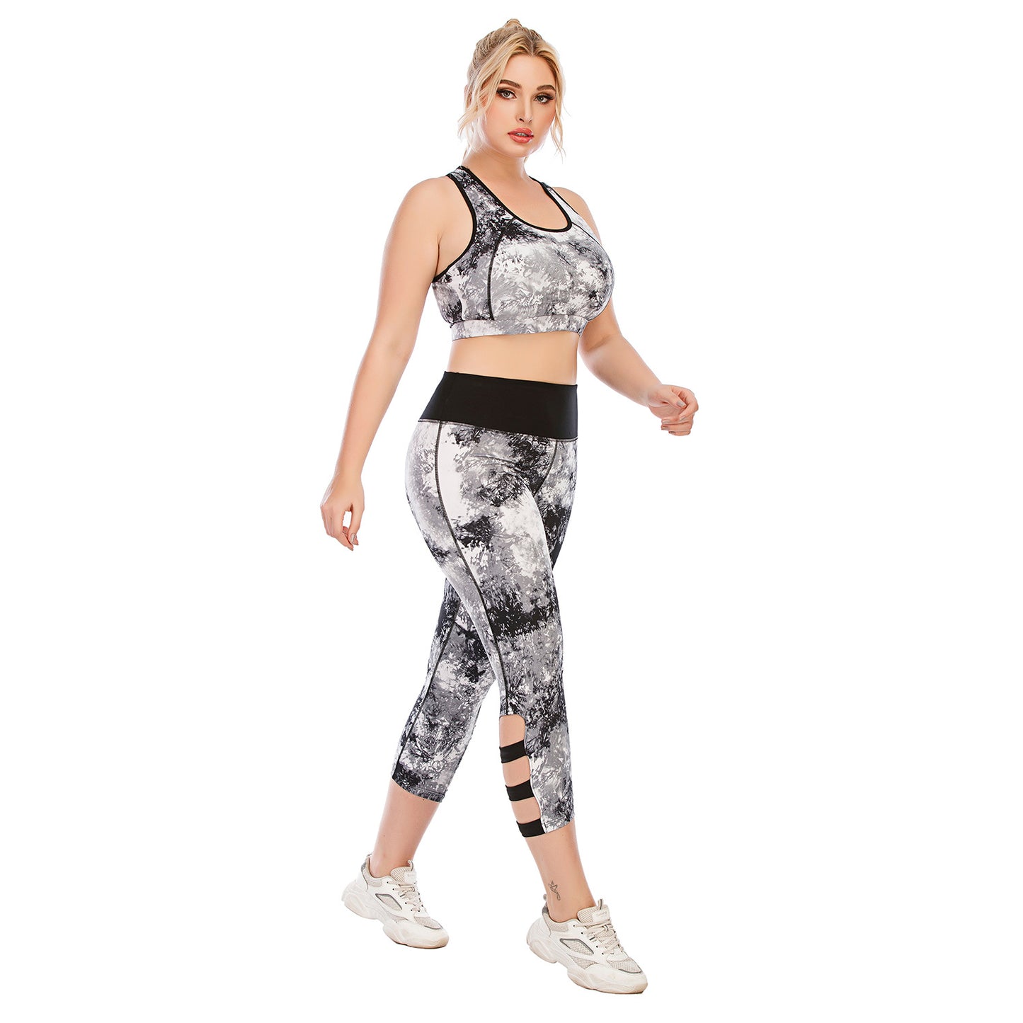 Plus Size Yoga Outfit Set High Performance Workout Leggings Supportive Sports Bra for Comfort and Flexibility Style 12069 12070