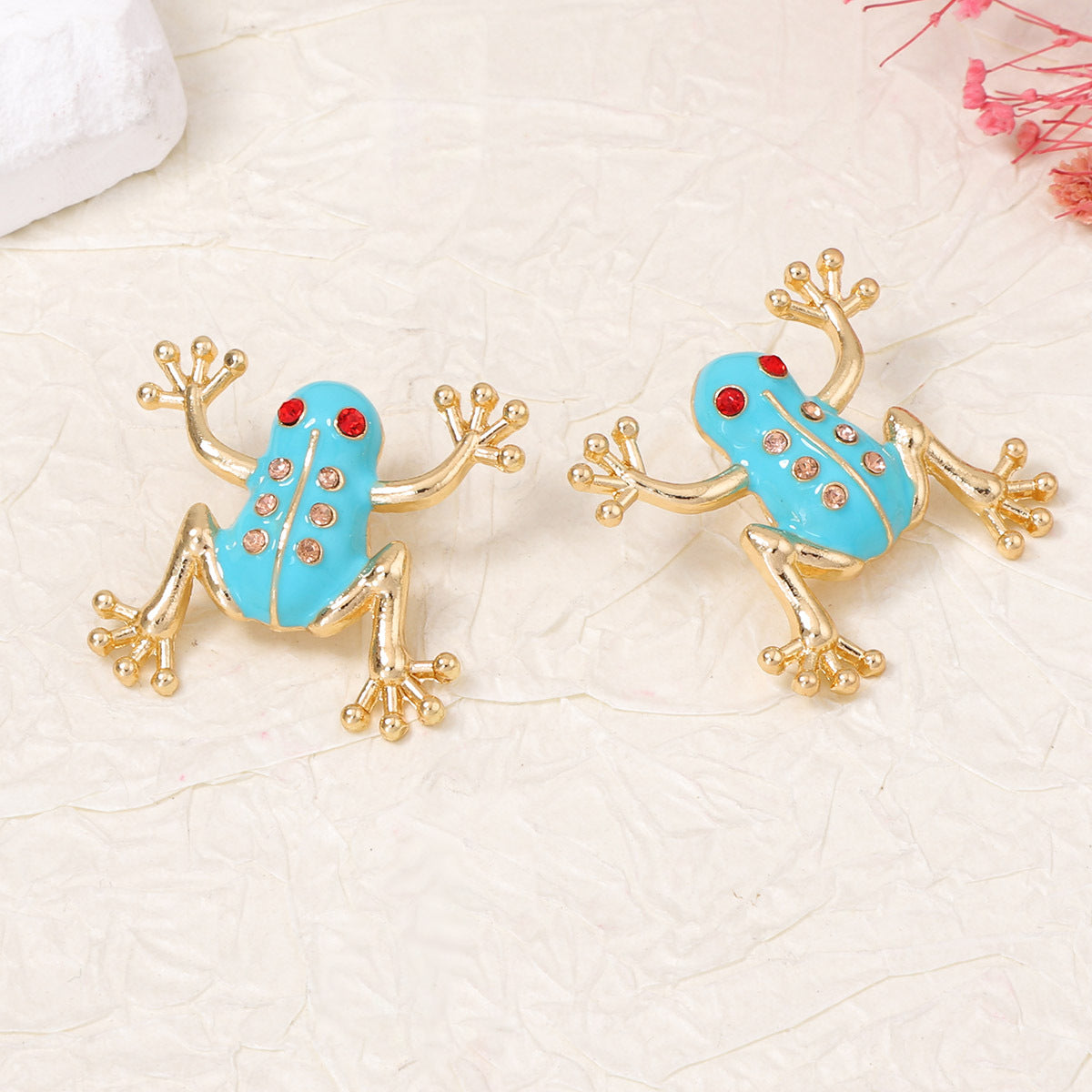 Stylish and Unique Alloy Frog Ear Studs with Micro-Inlaid Zircon Stones – Chic Accessories for Women