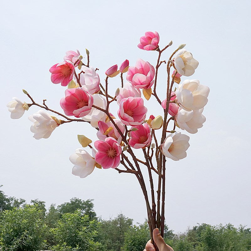 5-Piece Lifelike Magnolia Floral Arrangement - Stunning Faux Flowers for Home Decor, Weddings, and Event Styling