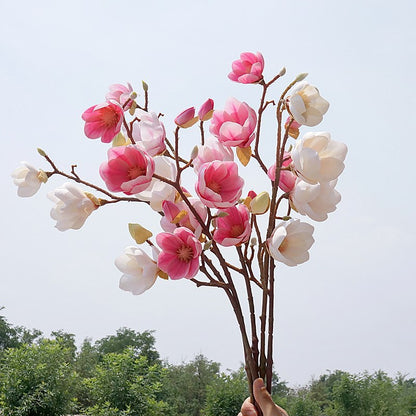 5-Piece Lifelike Magnolia Floral Arrangement - Stunning Faux Flowers for Home Decor, Weddings, and Event Styling