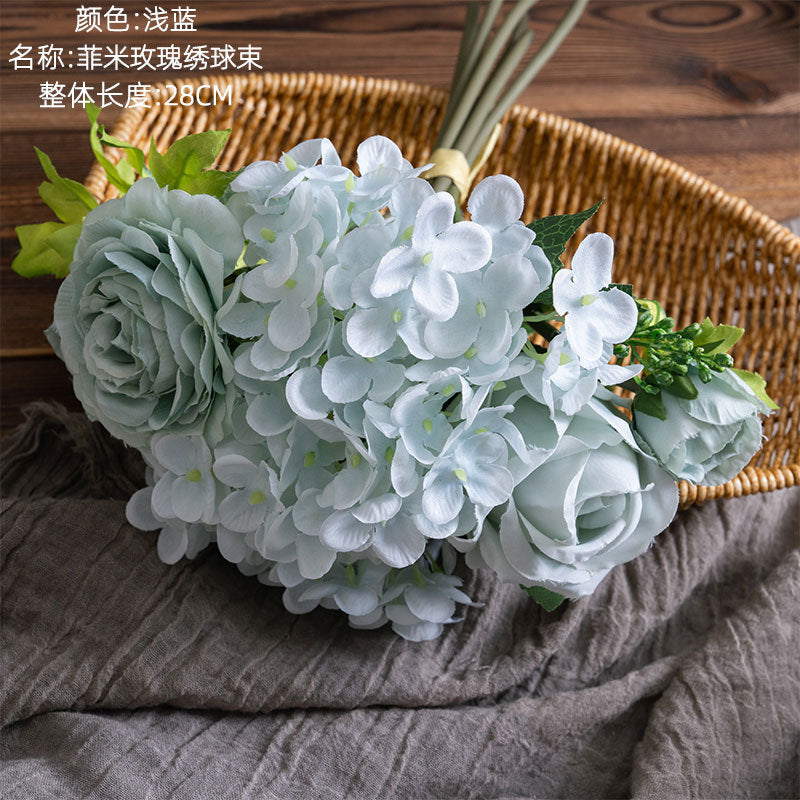 Stunning Faux Rose Bouquet for Home Décor – Elegant Wedding Handheld Flowers, Aisle Accents, and Decorative Wall Plants - DY1-1864