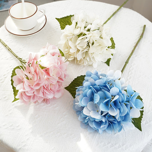 Single Stem Realistic Hydrangea Faux Flower for Weddings - Perfect for Bridal Bouquets, Home Décor, and Indoor Decorations