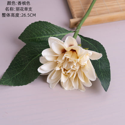 Elegant Faux Rose Single Stem Flower for Home Décor - Perfect Floral Handheld Bouquet for Your Walls - PJ1002