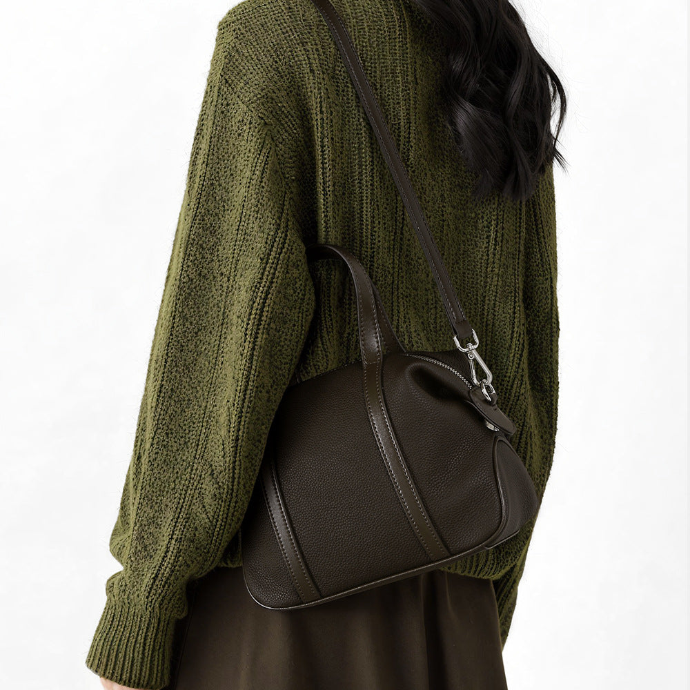 Versatile Genuine Leather Tote Bag for Women Crossbody Shoulder Bag with Large Capacity for Commuting and Everyday Use