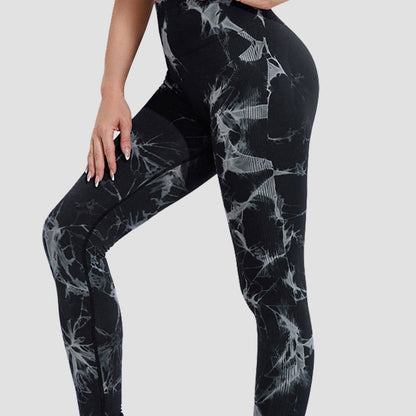 High Waisted Tight Fitting Yoga Pants for Women with Cross Dye Design Butt Lifting and Comfortable Workout Cycling Leggings