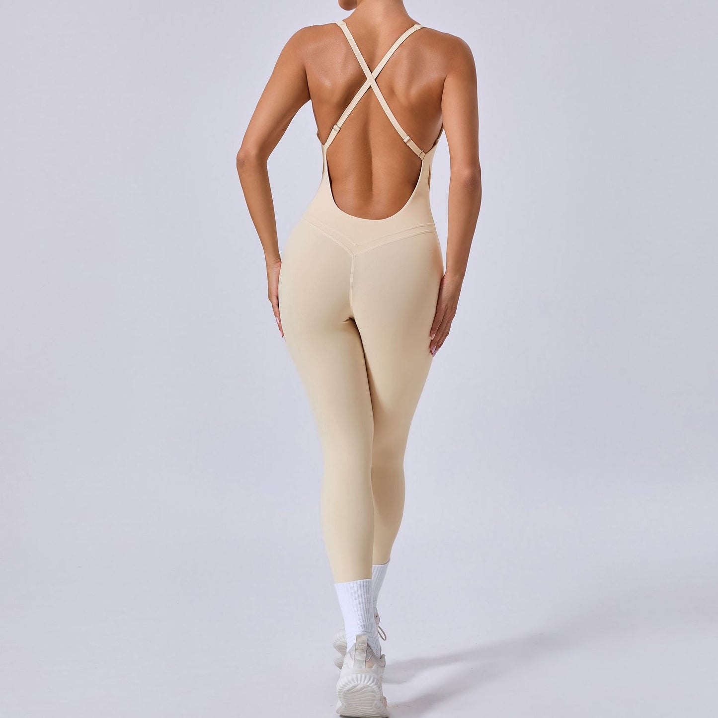 Adjustable Cross Back Sports Yoga Bodysuit with Butt Lifting Design Versatile and One Piece Yoga Outfit 90107