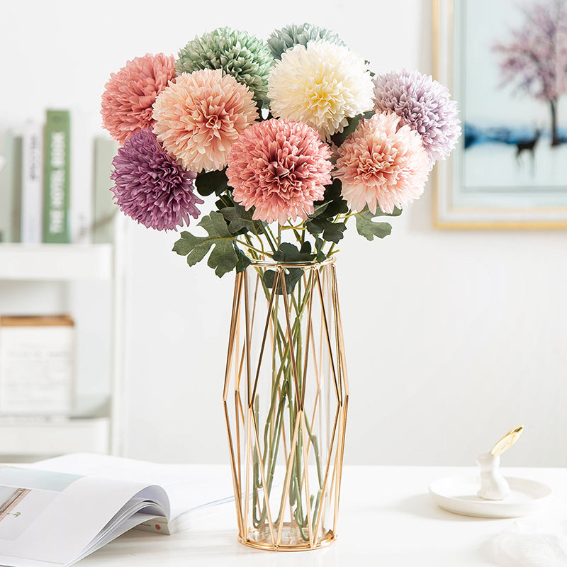 Realistic Faux Dandelion Hydrangea Single Stem Silk Flower Arrangement for Dining Table Decor – Beautiful Artificial Bouquet Perfect for Living Room Decoration