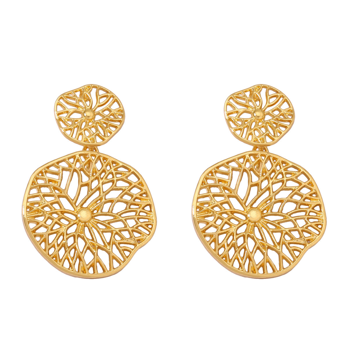 Stylish Vintage-Inspired Hollow Metal Geometric Circle Drop Earrings for Women - Unique Creative Design Perfect for Any Occasion