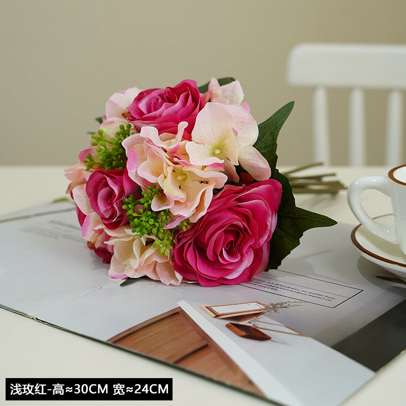 Luxurious  Artificial Rose and Hydrangea Bouquet - Perfect for Weddings, Bridal Photos, and Decorative Props