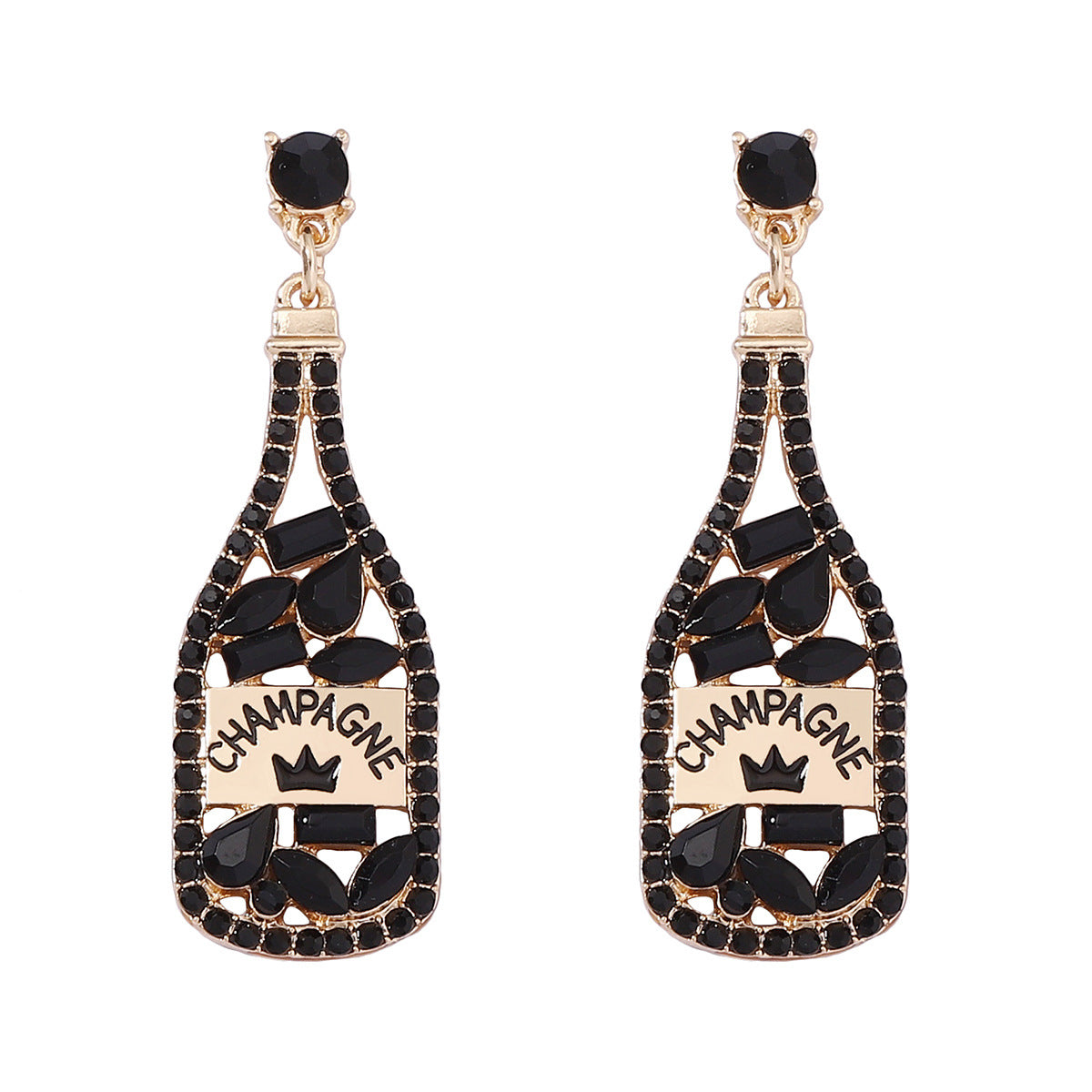 Personalized Element-Inspired Rhinestone Letter Bottle Charm Earrings for Women – Trendy and Unique Fashion Statement