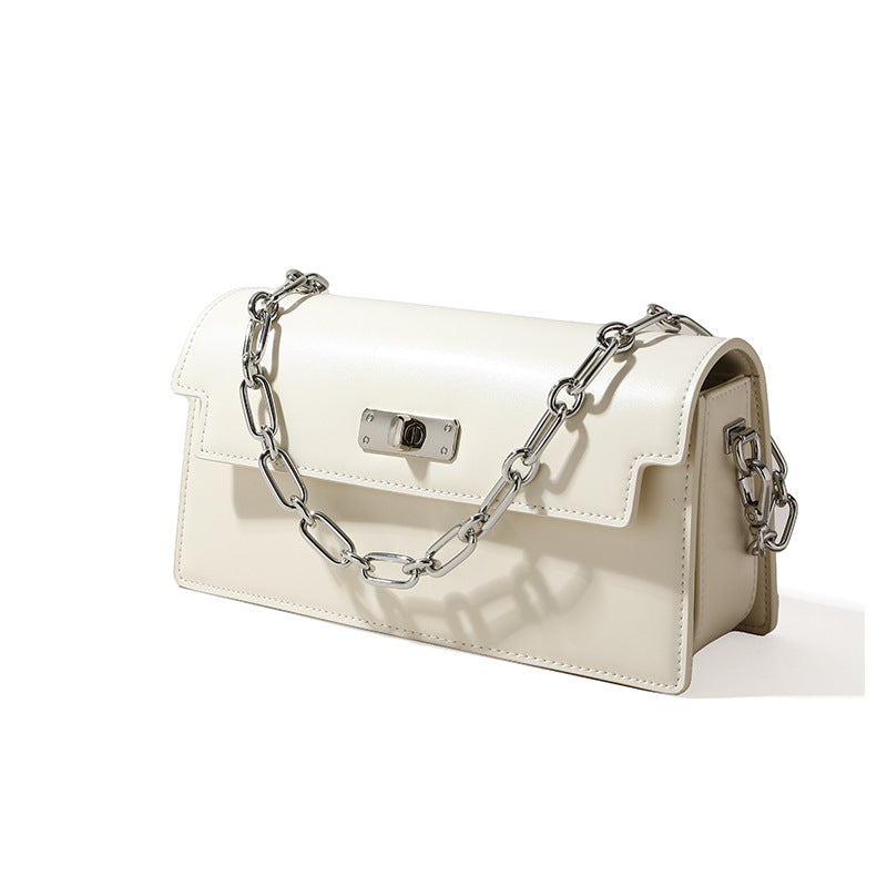 Chic Structured Chain Bag Luxurious Mini Square Tote for Fashionable Commuters Versatile Handbag for Shoulder and Underarm Carry
