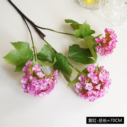 Three-Headed Small Hydrangea Faux Flowers - Lifelike Decorative Accents for Home and Weddings - Lucky Snowball Simulated Floral Arrangement