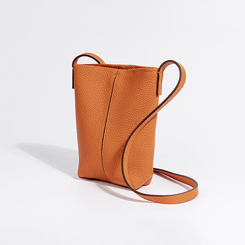 Minimalist Genuine Leather Crossbody Phone Bag for Women Compact Versatile and Mini Purse for Everyday Use