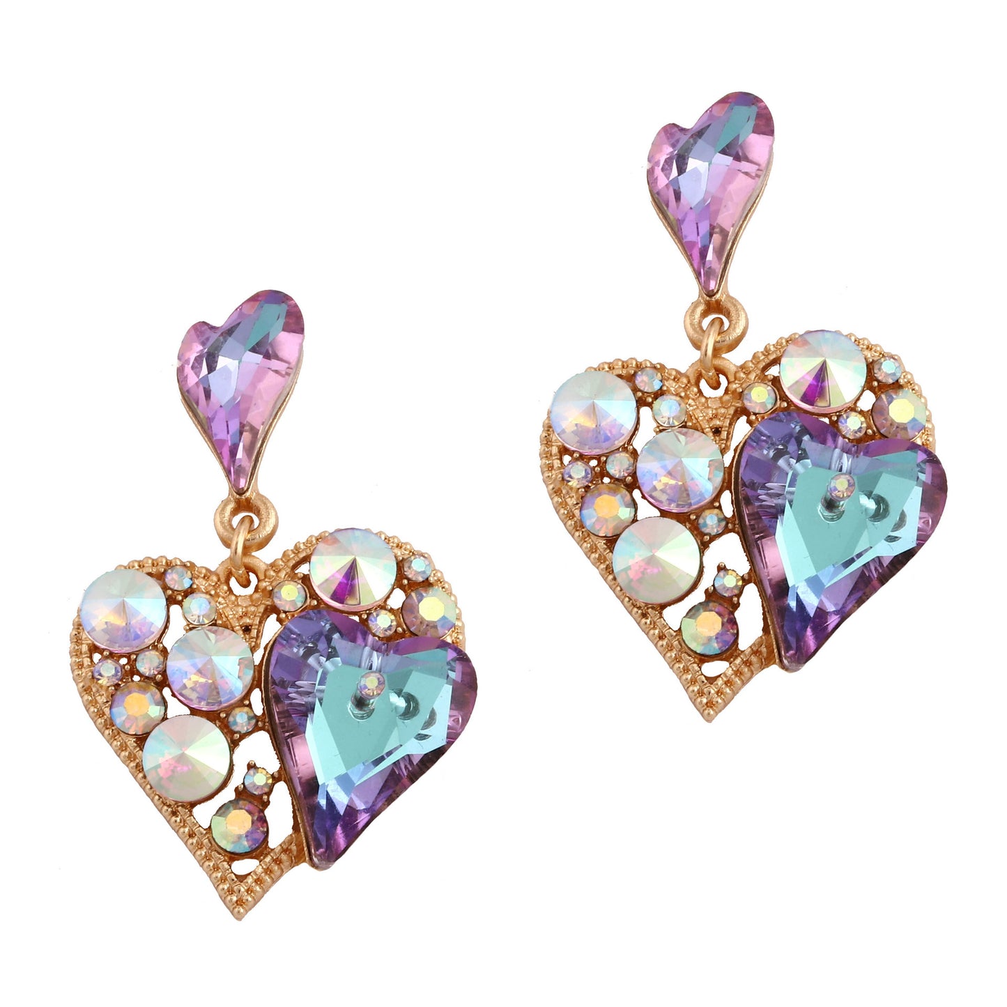 Arrivals: Dazzling Heart-Shaped Hollow Alloy Earrings for Women - Perfect Valentine's Day Gift with Colorful Rhinestones