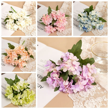 Elegant Wedding Decoration: Realistic Miniature Hydrangea Bouquet - Perfect for Home Decor, INS Style Artificial Flowers for a Refreshing Ambiance