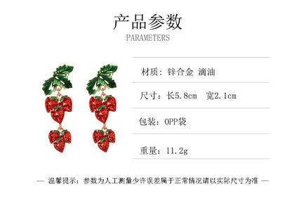 Charming  Fruit-Inspired Strawberry Alloy Drop Earrings for Women - Adorable, Unique Design with Fresh and Elegant Vibes Perfect for Any Occasion