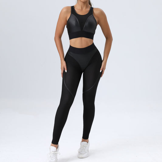 Women's Yoga Set High Performance Mesh Sports Bra Sculpting Leggings for Fitness Gym and Active Lifestyle