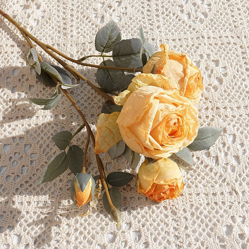 Lifelike Single Stem Edged Friendship Rose - Elegant Faux Flower for Weddings, Event Displays, and Home Décor