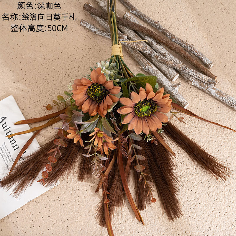 Realistic Artificial Flower Sunflower Bouquet – Perfect for Home Decor, Weddings, and Wall Hangings – CF01321