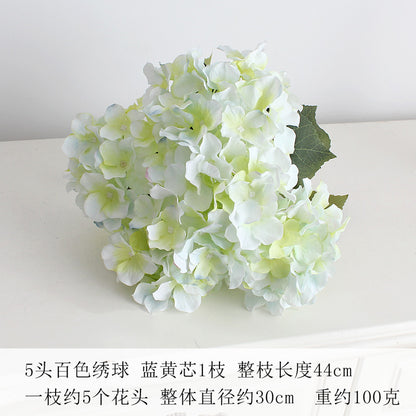 Elegant 5-Head Hydrangea Artificial Flowers - Realistic Silk Floral Arrangements for Weddings, Events, Hotels, and Home Decor