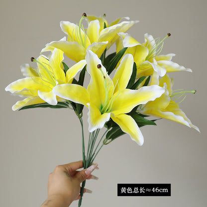 Stunning 9-Piece Artificial Lily Flower Bouquet for Weddings - Perfect for Ceremony Decorations, Bridal Bouquets, Home Décor, and Elegant Gifts