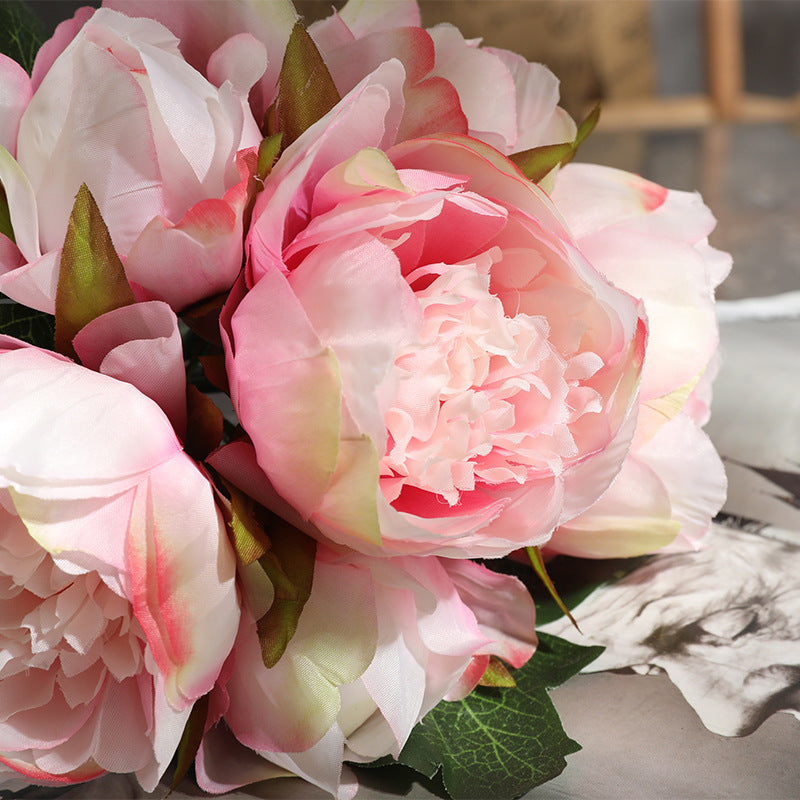 Realistic 6-Head Peony Flower Bouquet - Stunning Faux Floral Home Decor for Elegant Arrangements and Timeless Charm