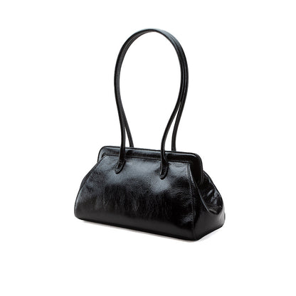 Luxury Large Capacity Genuine Leather Handbag for Women Grain Oil Wax Cowhide Shoulder Bag with Elegant Design