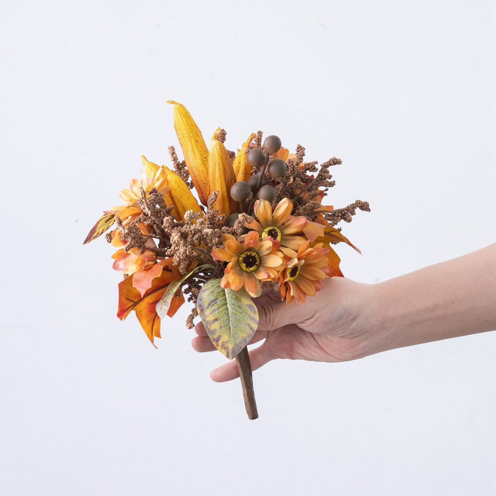 Realistic Artificial Okra Flower Bouquet - Stylish Home Decor for Weddings & Celebrations - CL62002