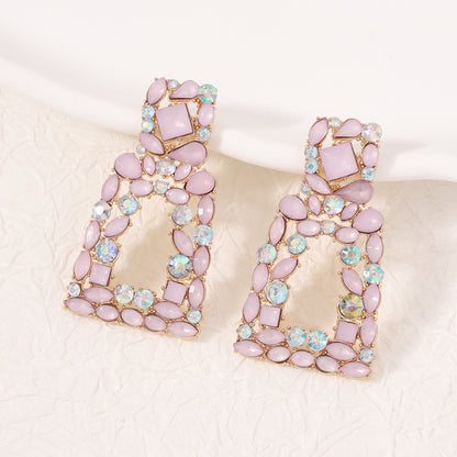 Chic Geometric Square Crystal-Embellished Earrings - Versatile and Unique Accessories for Every Occasion