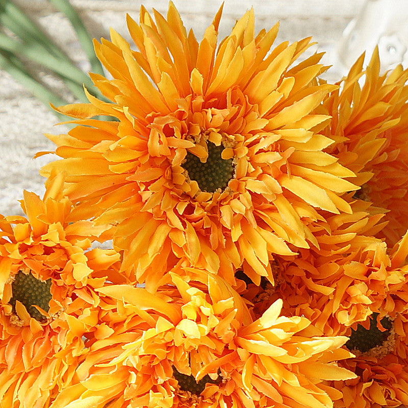 Realistic Faux Flowers - African Gerbera Daisies with Soft Fringe – Perfect for Home Decor, Weddings, and Photography Floral Arrangements