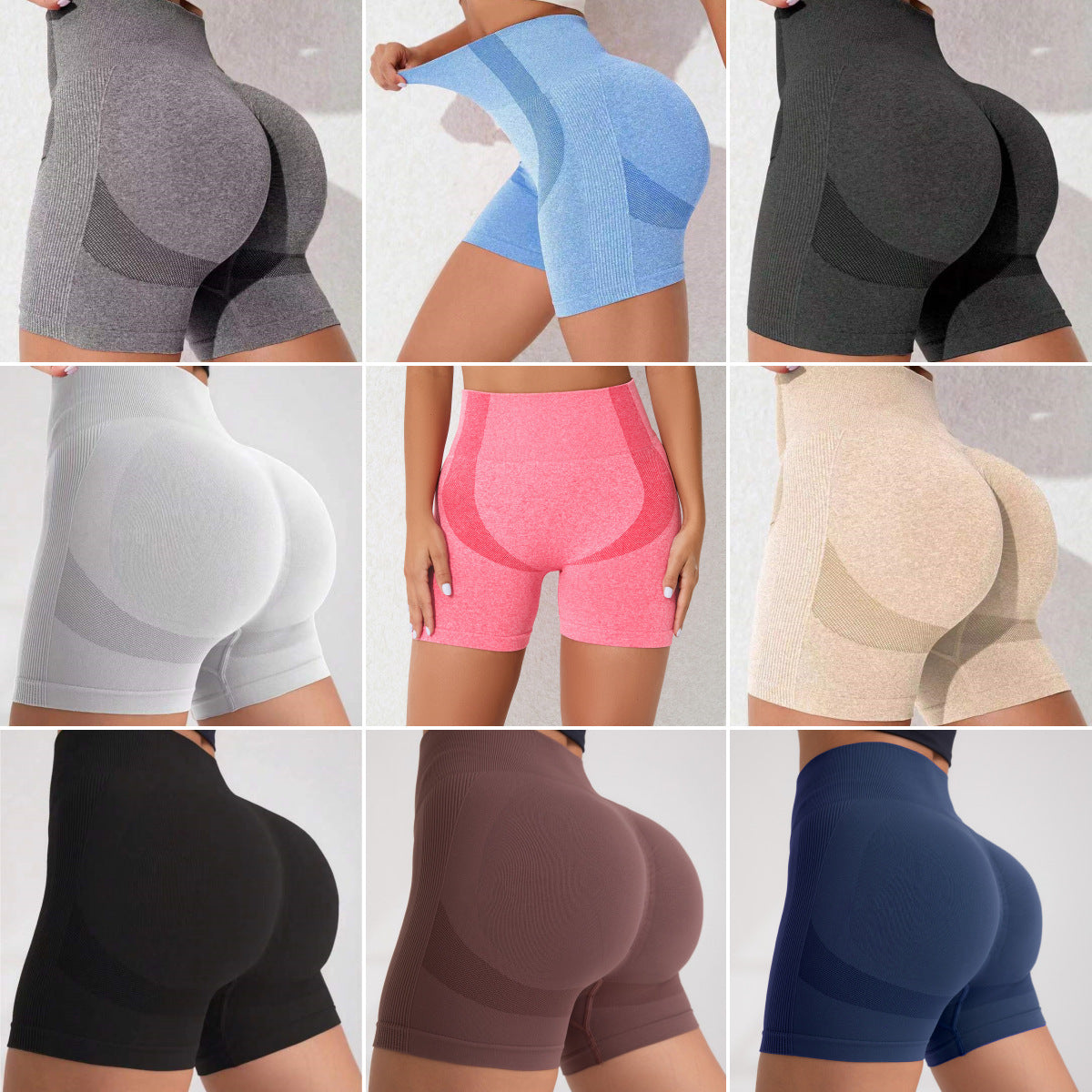 9 Color Seamless High Waisted Peach Butt Shorts for Yoga Running and Fitness Workouts