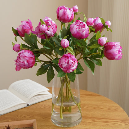 Elegant European Miniature Double-Headed Faux Peony Flowers - Perfect for Wedding Decorations and Home Décor - Soft and Realistic Silk Peony Floral Arrangements