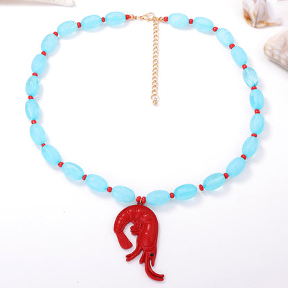 Summer Holiday Ocean-Inspired Alloy Dragon Scale Small Fish Pendant Necklace for Women - Versatile Beach Jewelry Perfect for Every Occasion