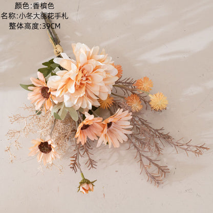 Stunning Faux Dahlia Bouquet by Xiao Dong - Perfect for Wedding Celebrations & Home Décor, Elegant Wall Hanging Decoration CF01389