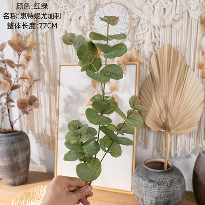 Elegant Green Decor - Realistic Single Stem Eucalyptus Faux Flowers for Weddings and Home Decor - INS Style YC1063