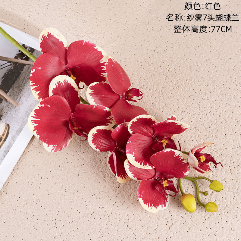 Lifelike 7-Head Silk Phalaenopsis Orchid - Stunning INS-Style Artificial Flower for Home Decor - Perfect for Weddings, Offices, and Gift Giving - CL09001