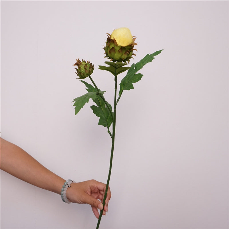 Realistic Single-Stem Ping Pong Thistle Flower - Perfect for Home Décor, Photography Props, Gardening Accents, and Wedding Floral Arrangements