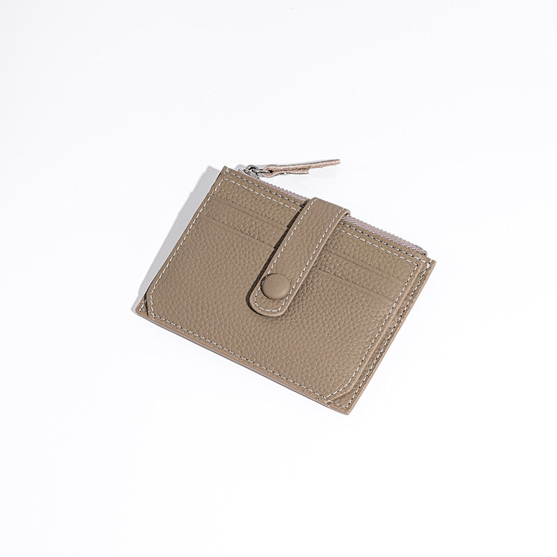Genuine Leather Ultra Slim Card Holder with Multiple Slots Mini Wallet with Zippered Coin Pocket Grade Cowhide for Everyday Use Commuting Convenience