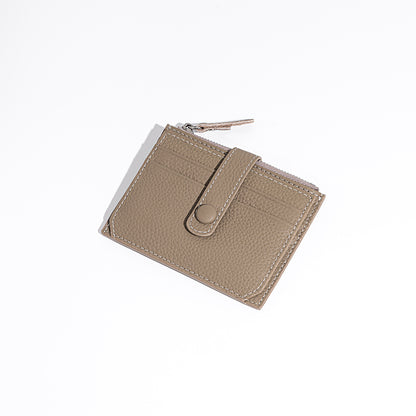 Genuine Leather Ultra Slim Card Holder with Multiple Slots Mini Wallet with Zippered Coin Pocket Grade Cowhide for Everyday Use Commuting Convenience