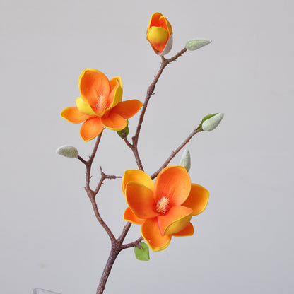 Elegant Magnolia Artificial Flowers -  EVA Cotton Home Decor Piece - Perfect for Living Room Styling & Photography Props - Stunning 3-Head Arrangement