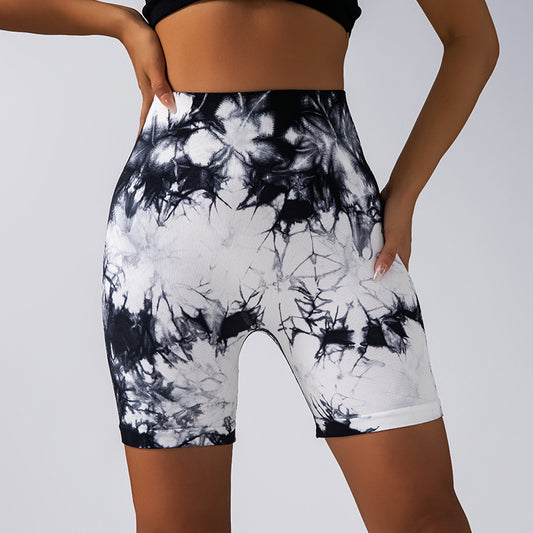 High Performance Tie Dye Yoga Shorts for Women Breathable Stretchy and for Running and Workout with Lifted Butt Design