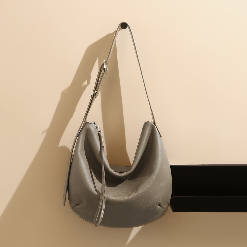 Large Capacity Tote Bag Made from Grain Leather Versatile Soft Leather Shoulder and Crossbody Bag for Every Occasion