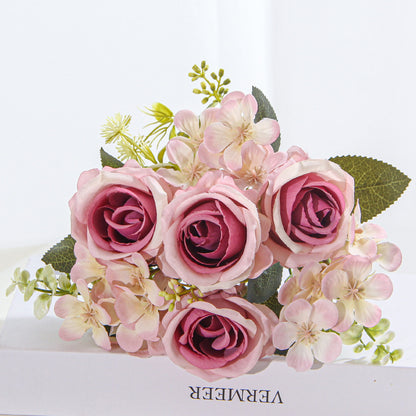 Realistic Hydrangea Rose Artificial Flowers for Wedding Decor, Home Decoration, and Photography – Perfect Centerpiece for Dining Tables