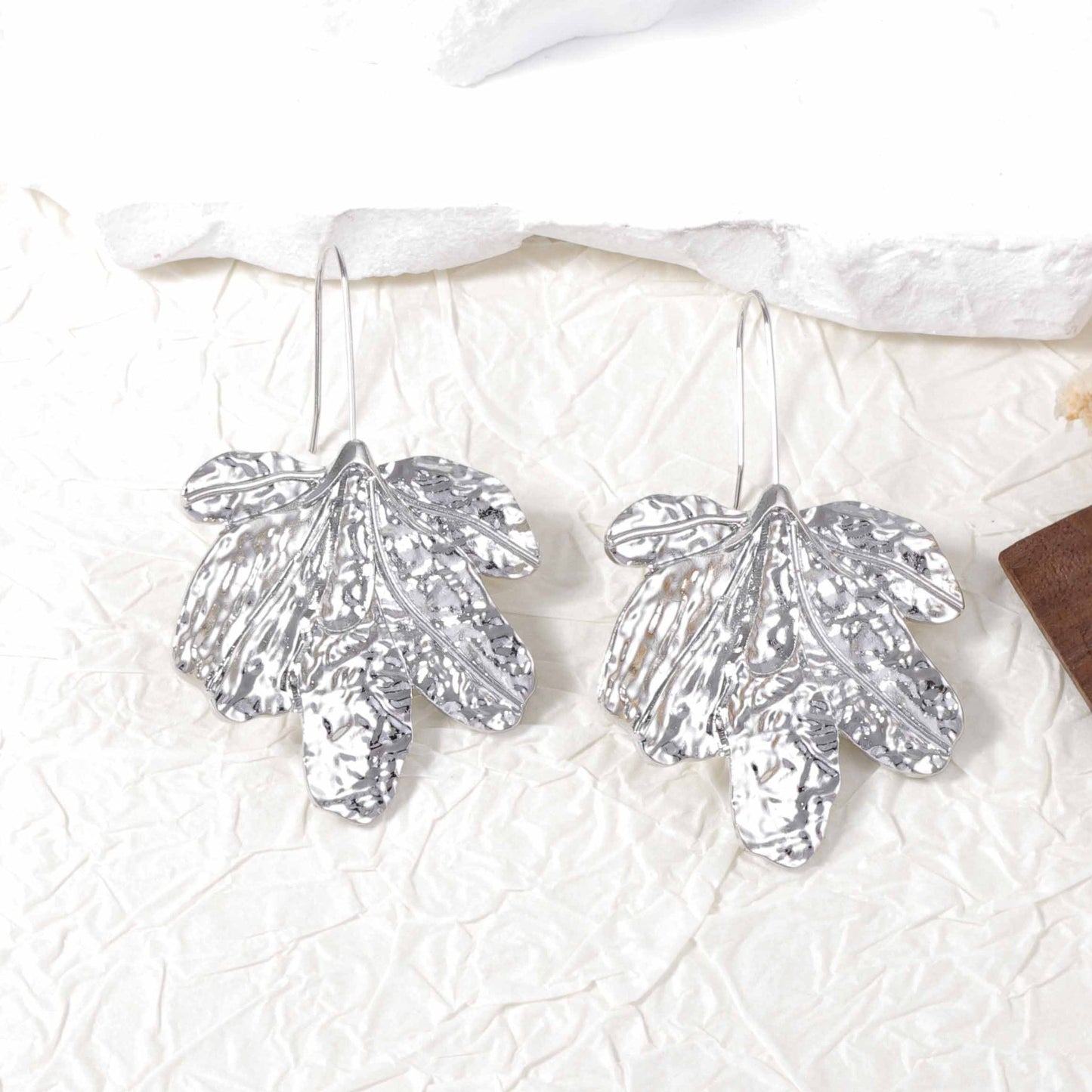 Exquisite Vintage-Inspired Statement Leaf Hook Earrings – Elegant Textured Design Perfect for Any Occasion