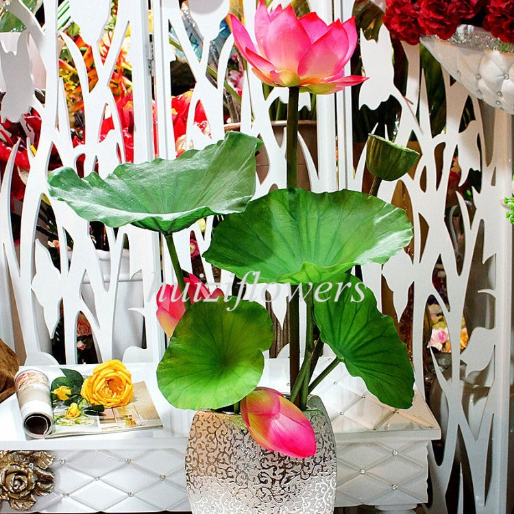 Realistic Large Pink Lotus Leaves - Artificial Flower Bouquet & Greenery for Wedding Water Surface Decorations