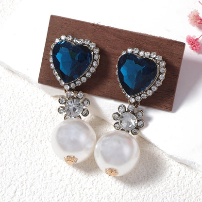 Chic Vintage-Inspired Glass Water-Drop Rhinestone Pearl Dangle Earrings for Women – Exquisite, Unique, and Perfect for Parties and Evenings